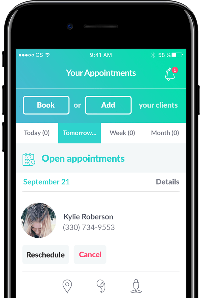 Online client management app for beauty professionals and clients