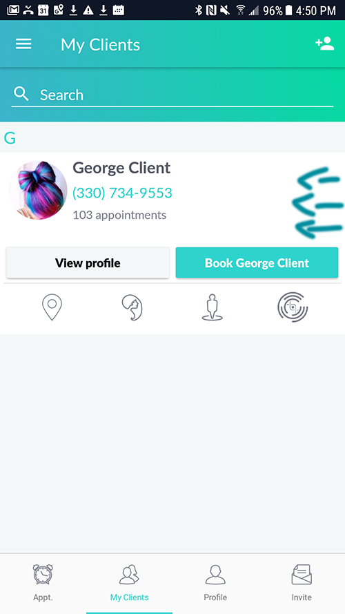 How to delete a client from Ring My Stylist App