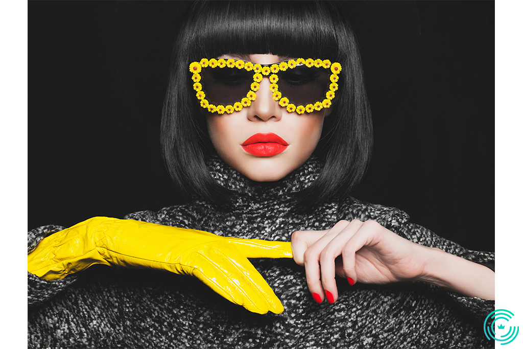 Stylish lady in gloves and sunglasses