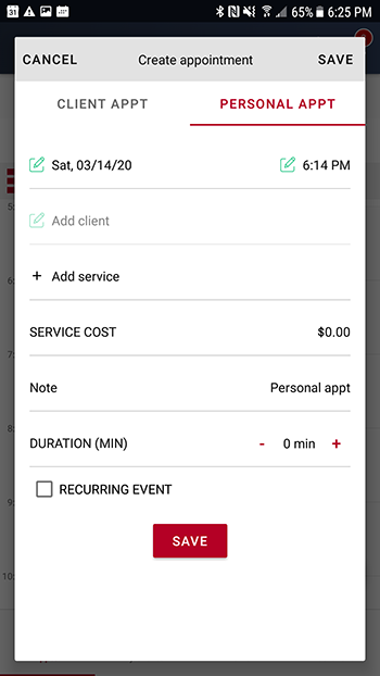 personal appointment app Android