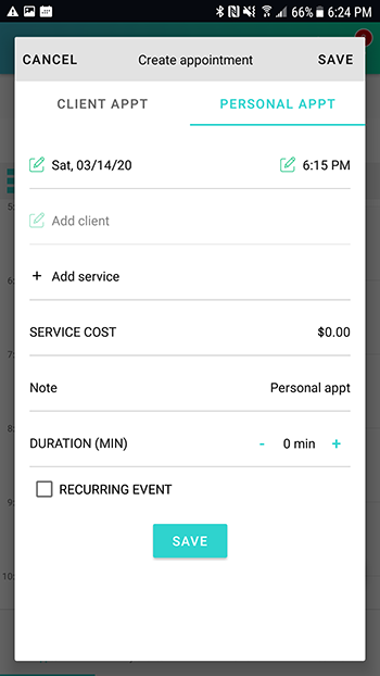 personal appointment app android