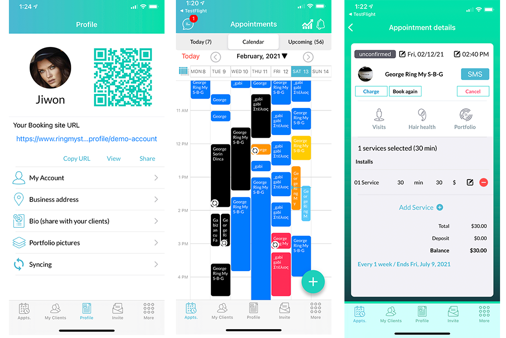 mobile service scheduling software Ring My Stylist App