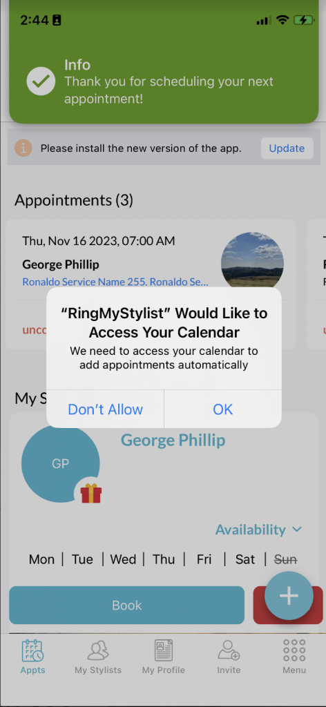 Calendar access on iPhone